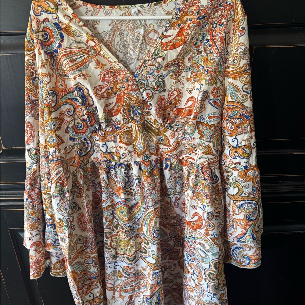 Elegant Paisley Long Sleeve Dress